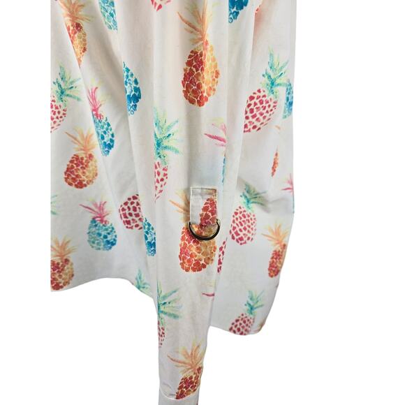 Chico's Button Up Roll Sleeves Up or Down White Pineapple Novelty Blouse 3 - L - Picture 2 of 6